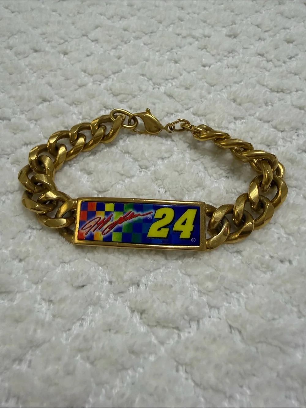 Vintage Nascar Jeff Gordon Spiedel Bracelet by Sun Time Gold Tone